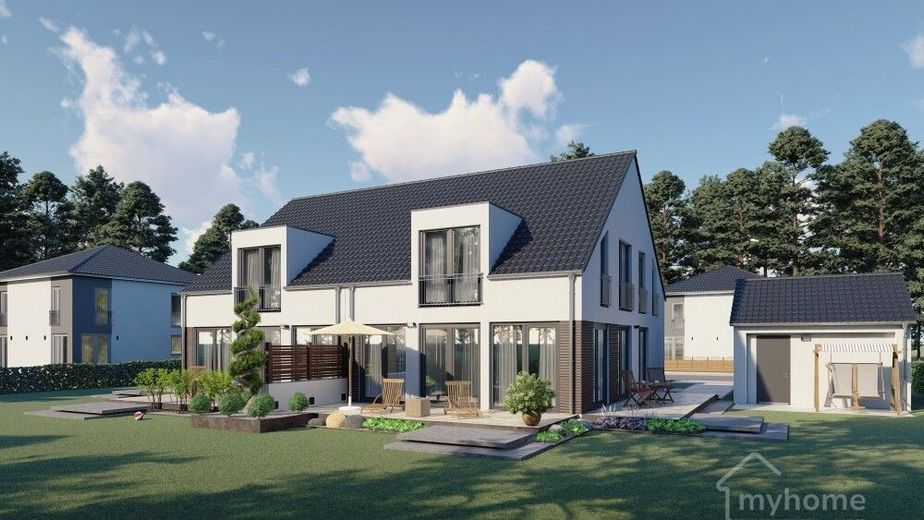 Doppelhaushälfte in Massivbauweise provisionsfrei vom Bauträger - Bezug in 2027 – Hausansicht DHH 145