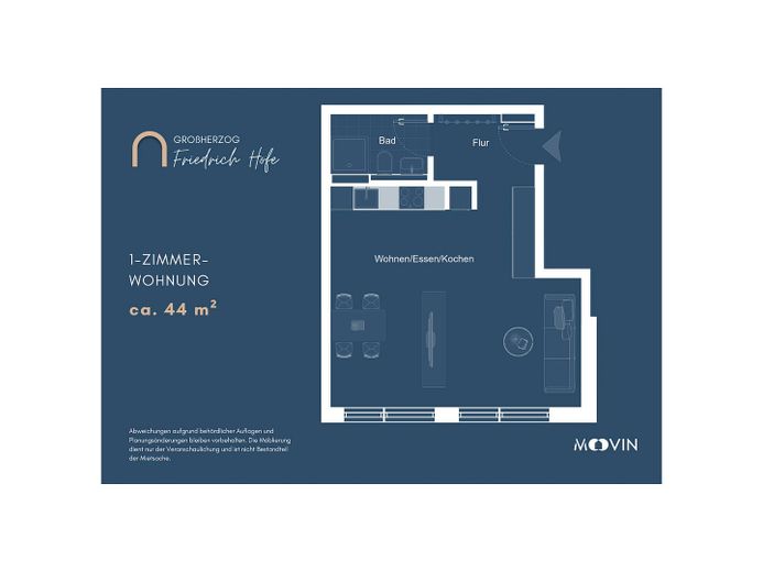 Perfekt für Singles: 1-Zimmer-Apartment mit EBK im Neubauquartier "Großherzog Friedrich Höfe" – Foto 4