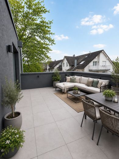 Appartements neu construits exclusifs au cœur d’Erlensee – modernes, calmes et haut de gamme – Beispiel Dachterrasse