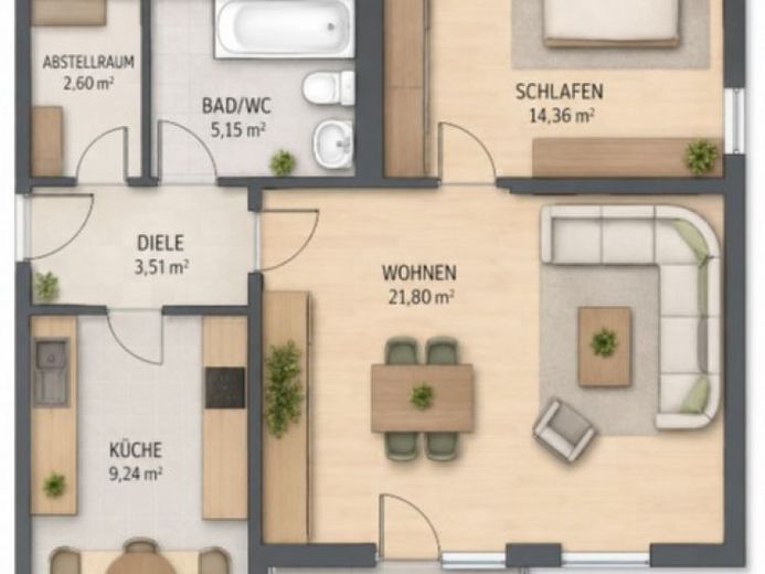 Inflationsschutz: Helle 2,5-Zi.-EG-Wohnung mit Balkon, steigerbar von 3,0 auf 3,5% Rendite – Foto 1