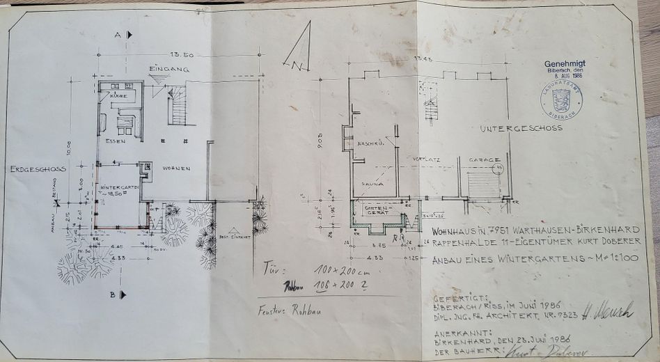Grundriss Anbau 1986