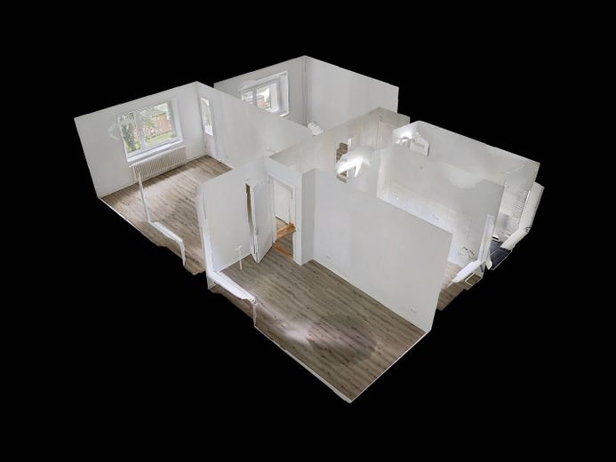 JETZT EINZIEHEN UND 1 KALTMIETE SPAREN: Helle 3-Zimmer-Wohnung mit BALKON und WANNENBAD – 3D-Ansicht Grundriss