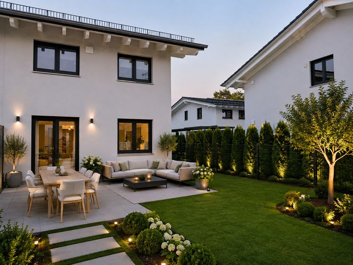 JETZT EINZIEHEN – Exklusive Neubau-DHH mit sonniger Terrasse | Sofort bezugsfertig – Garten Südseite