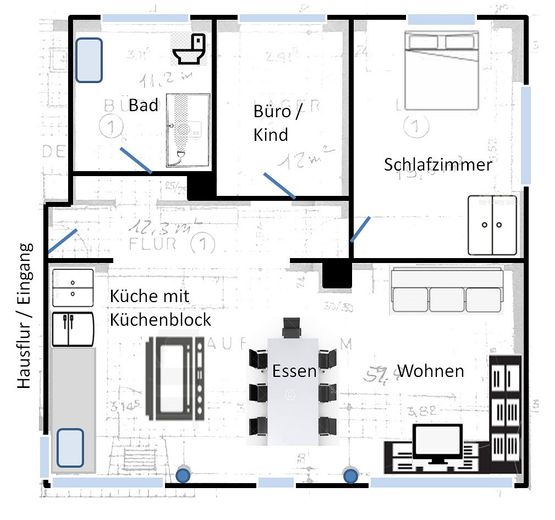 3-pokojowe mieszkanie na parterze w nowoczesnym stylu loft / EBK / piwnica / miejsce parkingowe – Foto 9