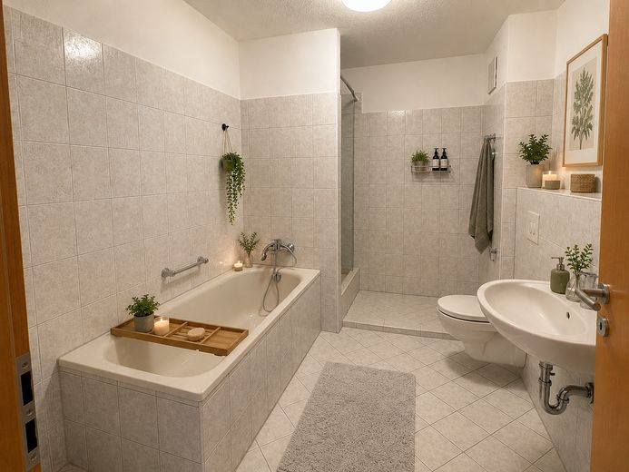 Jasne mieszkanie własnościowe z 3,5 pokojami w Heitersheim! – Badezimmer