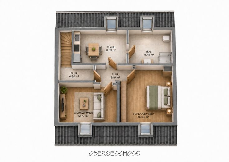 Apartamento dúplex renovado de 2 habitaciones con cocina, baño y plaza de aparcamiento en Lingenfeld – Obergeschoss