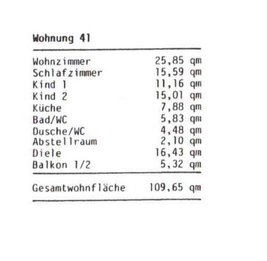 Wohnfläche Wohnung 41