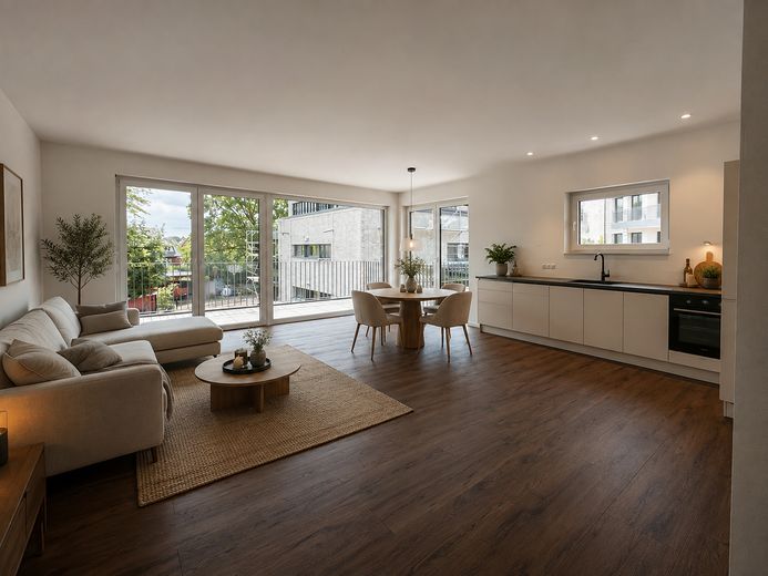 Neubau 2-Zimmerwohnung an der Westallee in Verl – Wohn-/Essbereich KI-generiert