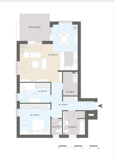 Moderne 3-Zimmer-Wohnung in Friedrichsfehn von privat – Grundriss