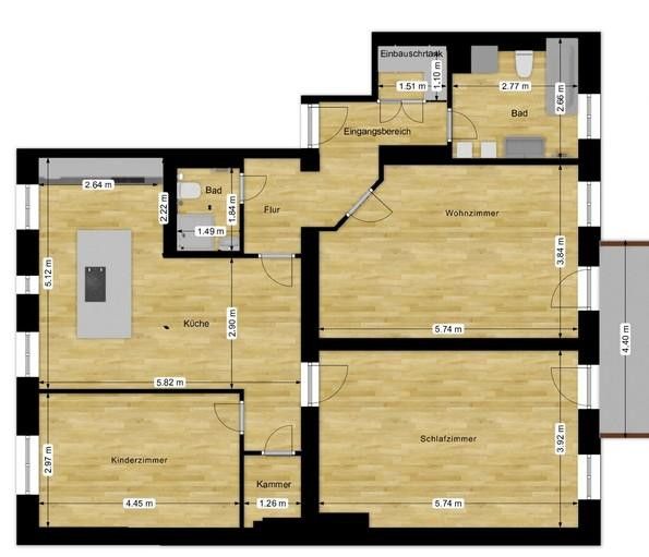 Helle modernisierte 3-Zimmer-Altbauwohnung im Weitlingkiez - Provisionsfrei - – Grundriss
