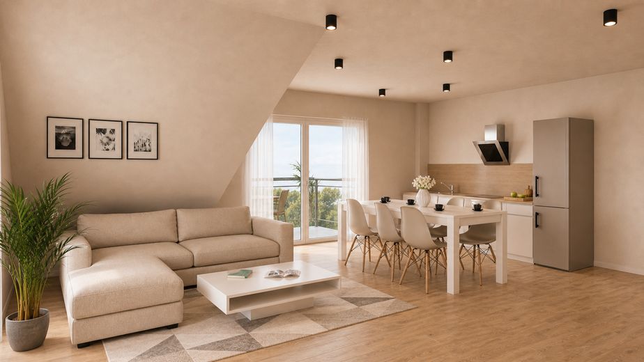 Großzügige 4,5-Zi.-Maisonette in Ergenzingen - Balkon, TG-Stellplatz & Wohnen auf 2 Ebenen – Visualisierung 1. DG Wohnen