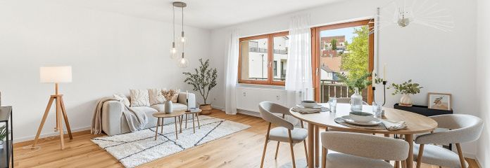 **ARRIVE. FEEL AT HOME**STYLISHLY renovated 2-room apartment** – Wohn & Essbereich Originalbild