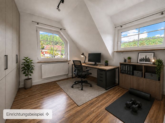 Modernisierte, helle 3 Zimmer DG-Maisonette-Wohnung mit EBK, Balkon, Stellplatz – Beispiel Arbeits-/Kinderzimmer