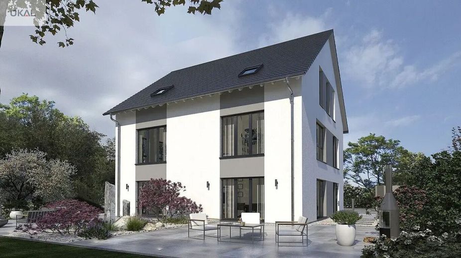projektierte, moderne Neubau-Doppelhaushälfte in Münchingen (inkl. Grundstück) – Gartenansicht