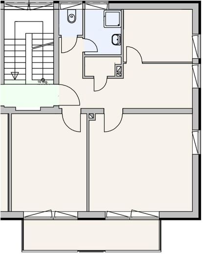 Frisch renovierte 2,5-Zimmer-Wohnung mit Blick ins Grüne in Erlenstegen – Grundriss