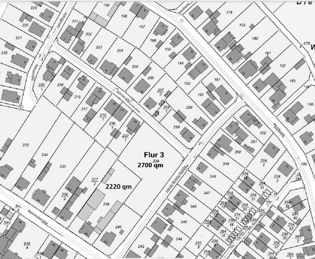 Beautiful CORNER PLOT for a 1- or 2-family house, 489 sqm – Lageplan mit Umgebung