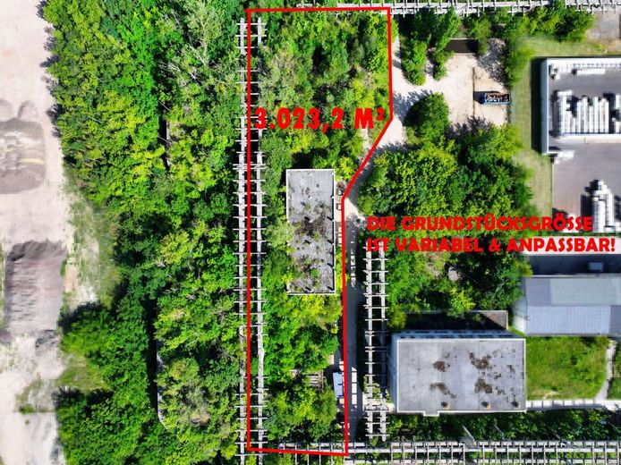 Provisionsfreie Halle mit ca. 450 m² Nutzfläche, variable Grundstücksgröße, Top-Lage in Schönebeck – Vogelperspektive