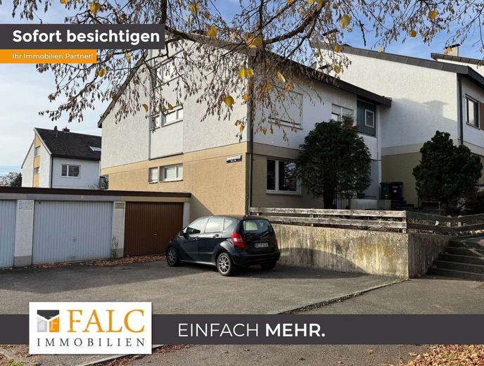 Garten-Wohnung im Reihen Endhaus, helle 3,5 Zimmer, Terrasse + Garage + Platz – Hausansicht