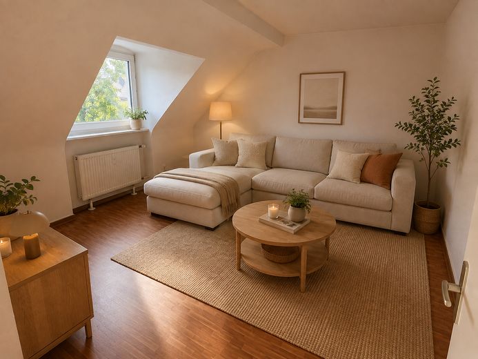 Keyifli 42 m² – merkezi konumda 2 odalı çatı katı dairesi – Einrichtungsbeispiel