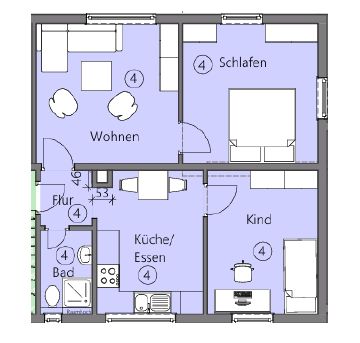 Bel appartement de 3 pièces au rez-de-chaussée avec cuisine équipée, cave et place de parking à KÜN-Nagelsberg – Grundriss