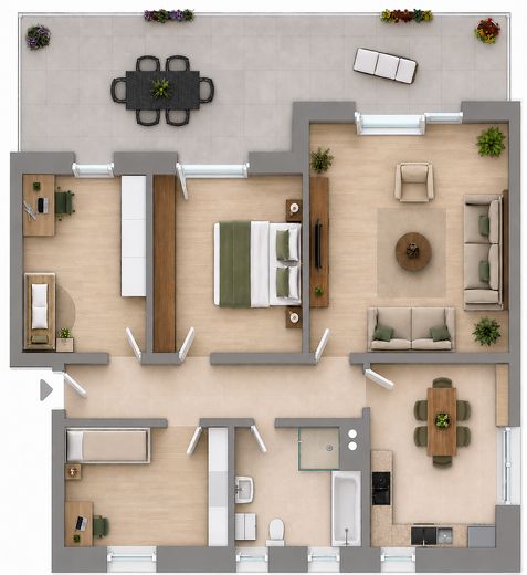 Moderne 4-Zimmerwohnung im 1. OG – Grundriss