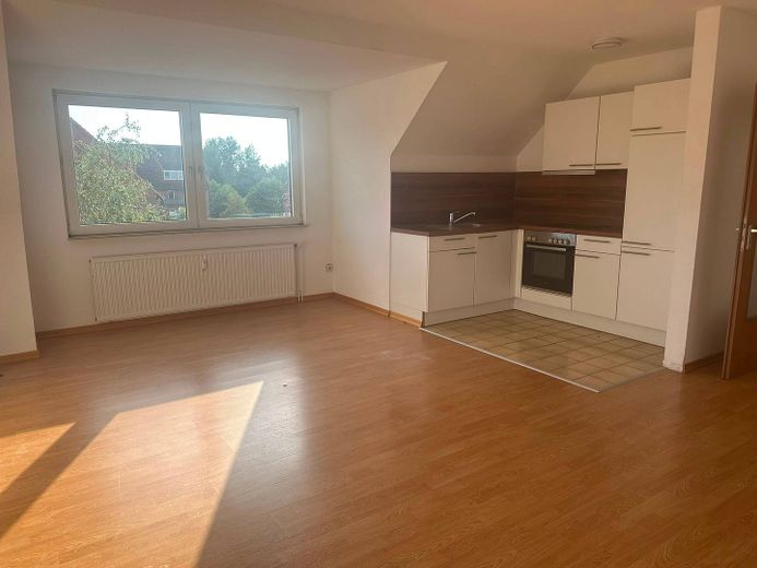 Attention singles & couples: 2-room attic apartment with open kitchen – Ansicht III: Wohnzimmer mit o…