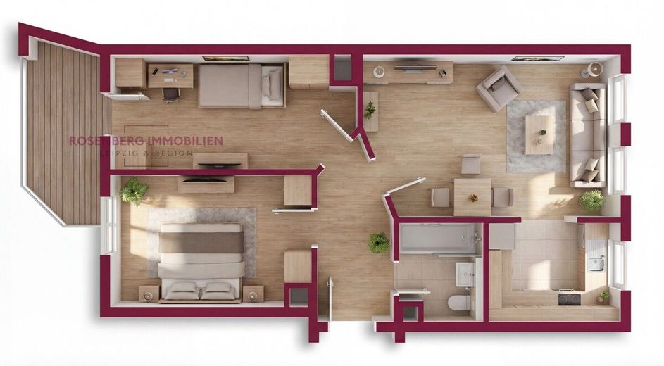 Charmante 3-Raumwohnung mit Balkon im beliebten Stadtteil Möckern! – Immobilie in Leipzig zu verkaufen_3 Raumwohnung_Rosenberg Immobilien Leipzig_Grundriss
