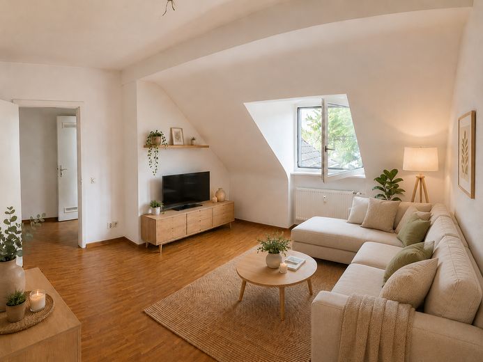 Keyifli 42 m² – merkezi konumda 2 odalı çatı katı dairesi – Einrichtungsbeispiel