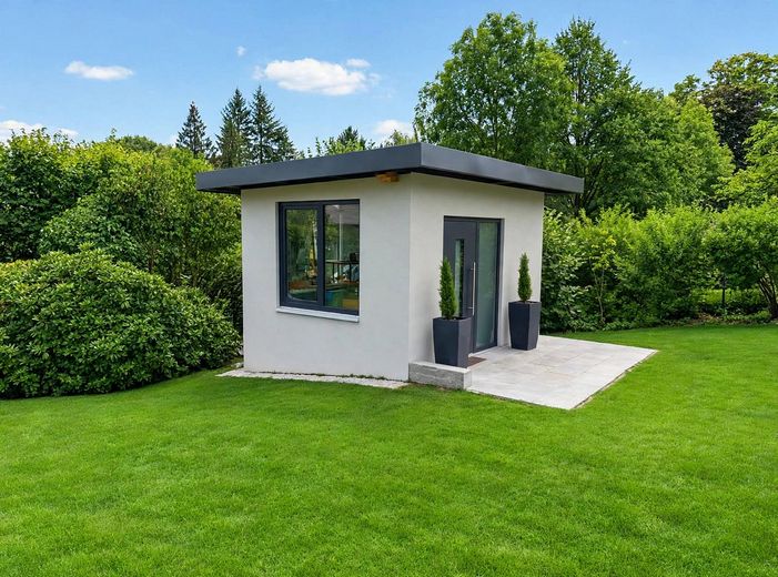 Architect-designed villa with a dream view in a prime location in Hof – Gerätehaus