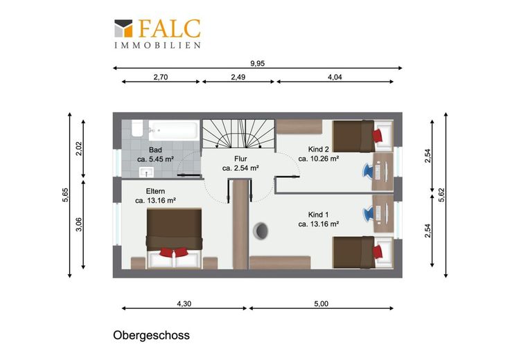 *Reserv.* BEZUGSFREI! Happy (Reihen-)End Haus - FALC Immobilien – Grundriss Obergeschoss