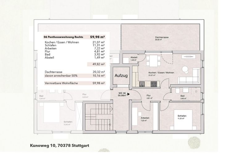 2×Ático con terraza en la azotea de 20 m² y más de 3 m de altura – WE06 Grundriss DG rechts