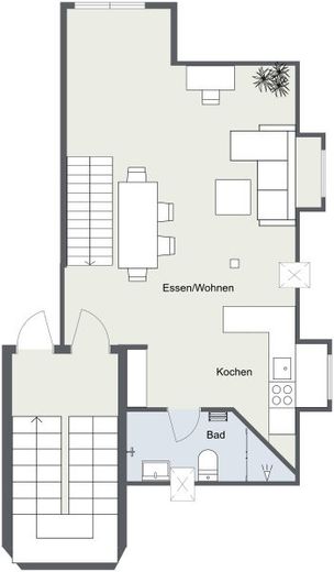Loftfeeling auf 2 Ebenen, außergewöhliche & lichtdurchflutete Galeriewohnung – 1. Ebene Galeriewohnung