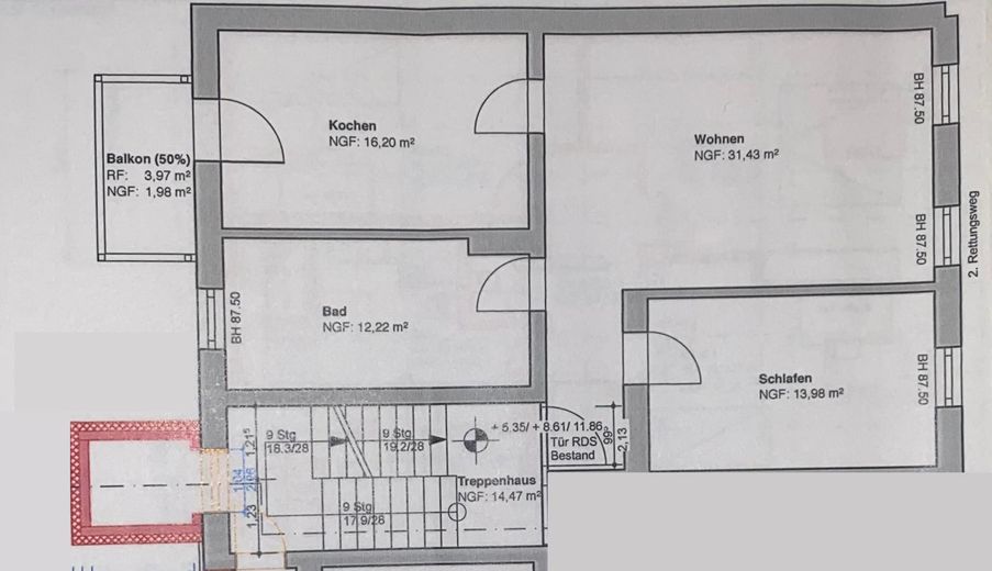 Großzügige 2-Zimmer-Wohnung mit Balkon und Aufzug – الصورة 11