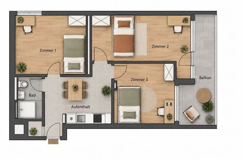 Stanza in appartamento condiviso con vista sulle Alpi a Feldmoching – Ratholdstraße 24, Monaco – Grundriss
