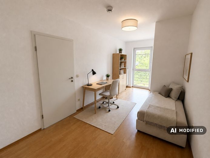 Provisionsfrei & erbpachtfrei: Helle 3-Zimmer-Wohnung mit zwei Balkonen im Frankfurter Bogen – KI-Beispiel: Arbeiten/Gast