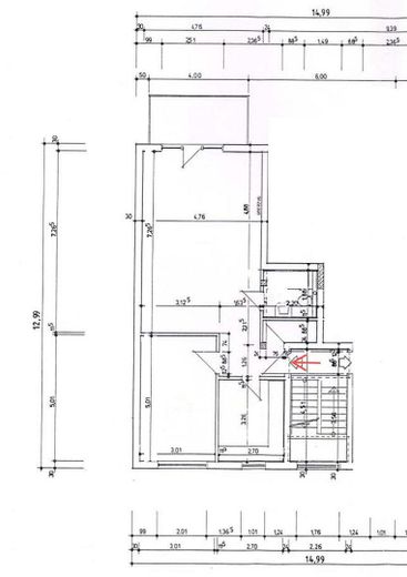 2-Zimmer-Wohnung, Balkon, Küche, Bad, HWR, Keller, nahe Südbahnhof – Abmessungen