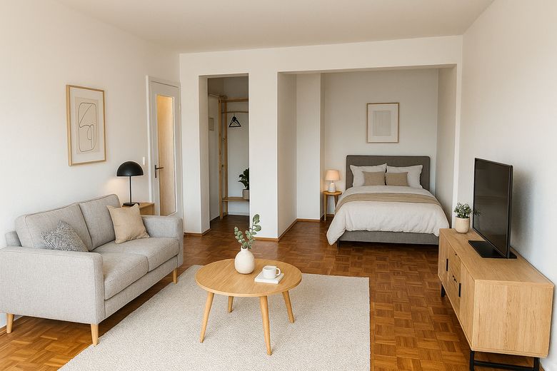 Wohnzimmer mit Bettnische