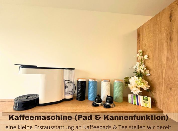 *डीलक्स* अपार्टमेंट, पूरी तरह सुसज्जित, तुरंत रहने योग्य – Küche-selbst Kaffeepads vorhan
