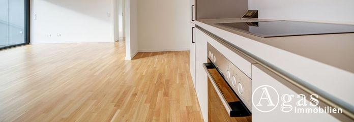 Große und helle 2 Zimmer Wohnung mit 2 Balkons, ca. 67 m²,  EBK und Concierge in Mitte – Wohnzimmer mit EBK