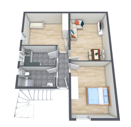 3-Zi.-DG-Wohnung mit Klima - Erstbezug nach Sanierung – Grundriss 3D