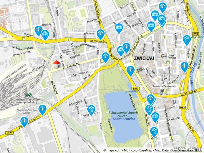 Schön geschnittene 3-Zimmer-Wohnung mit EINBAUKÜCHE, Personenaufzug, BALKON und Gäste-WC zu vermieten! – Kartenausschnitt