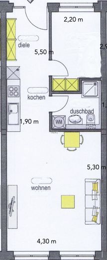 Helles Appartement mit Stellplatz und Einbauküche – Grundriss