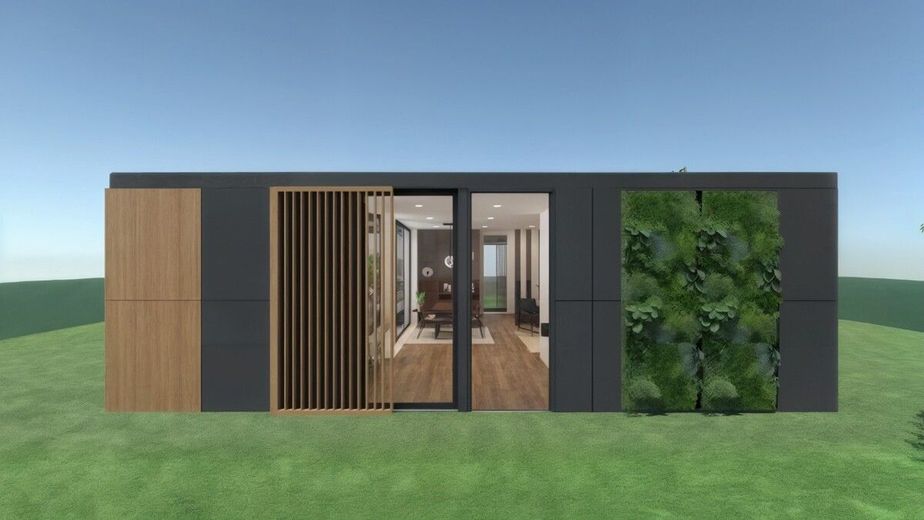 Exquisites Baugrundstück inkl. Baugenehmigung für einen Designer Bungalow mit ca. 77 qm Wohnfläche – Visualisierung Gartenansicht