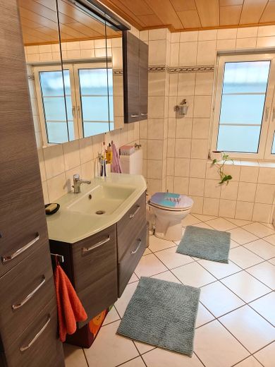 Wohnen in Bestlage: Stilvolle Doppelhaushälfte in der BASF-Kolonie – Badezimmer UG