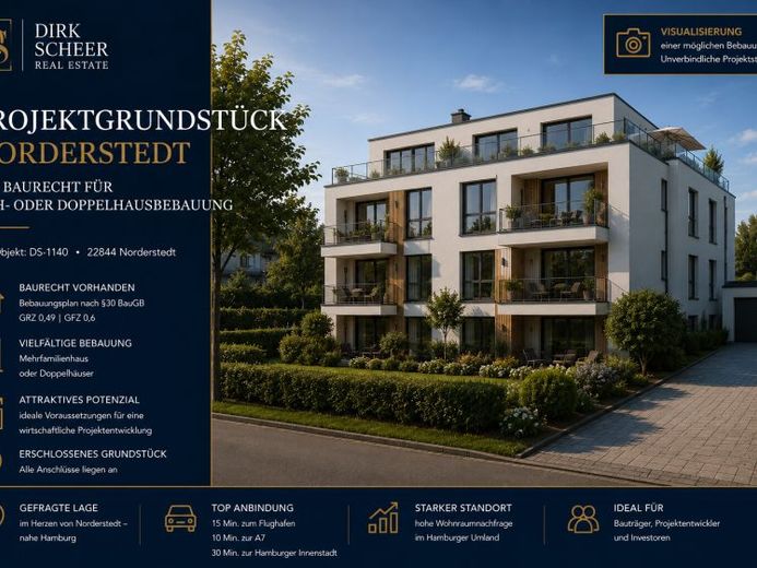Projektgrundstück in Norderstedt mit Baurecht für MFH- oder Doppelhausbebauung – Foto 1