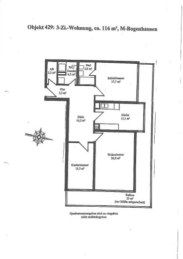 3,5 Zimmer ETW Bogenhausen-Cosimapark – Grundriss