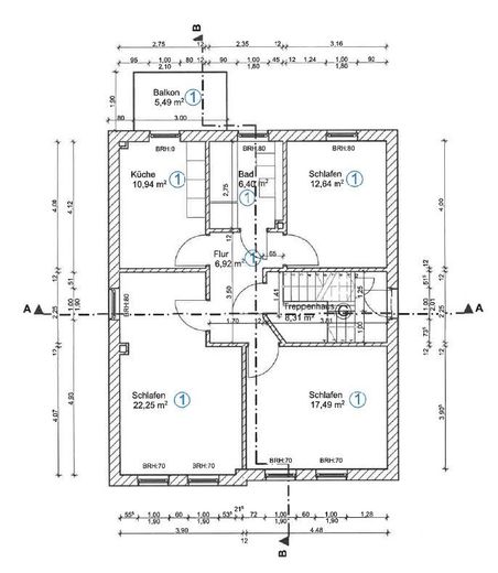 3 locali, cucina, bagno, balcone, fascino d’epoca, posto auto, Moritzberg – Original Grundriss
