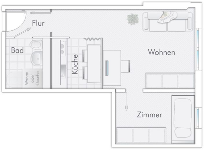Klein aber fein: 2-Zimmer-Wohnung in Rostock – Grundriss
