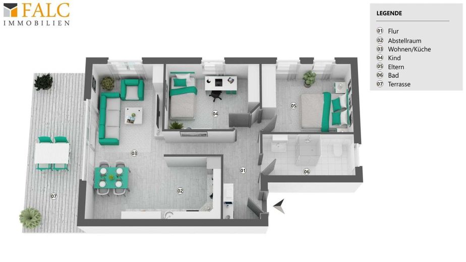 Neubau-Erstbezug Moderne 3-Zimmer-Erdgeschosswohnung mit Terrasse &amp; Stellplatz – Grundriss