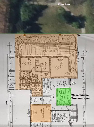 Haus am See - Große Terrasse - Bootssteeg – Grundriss Whg 1